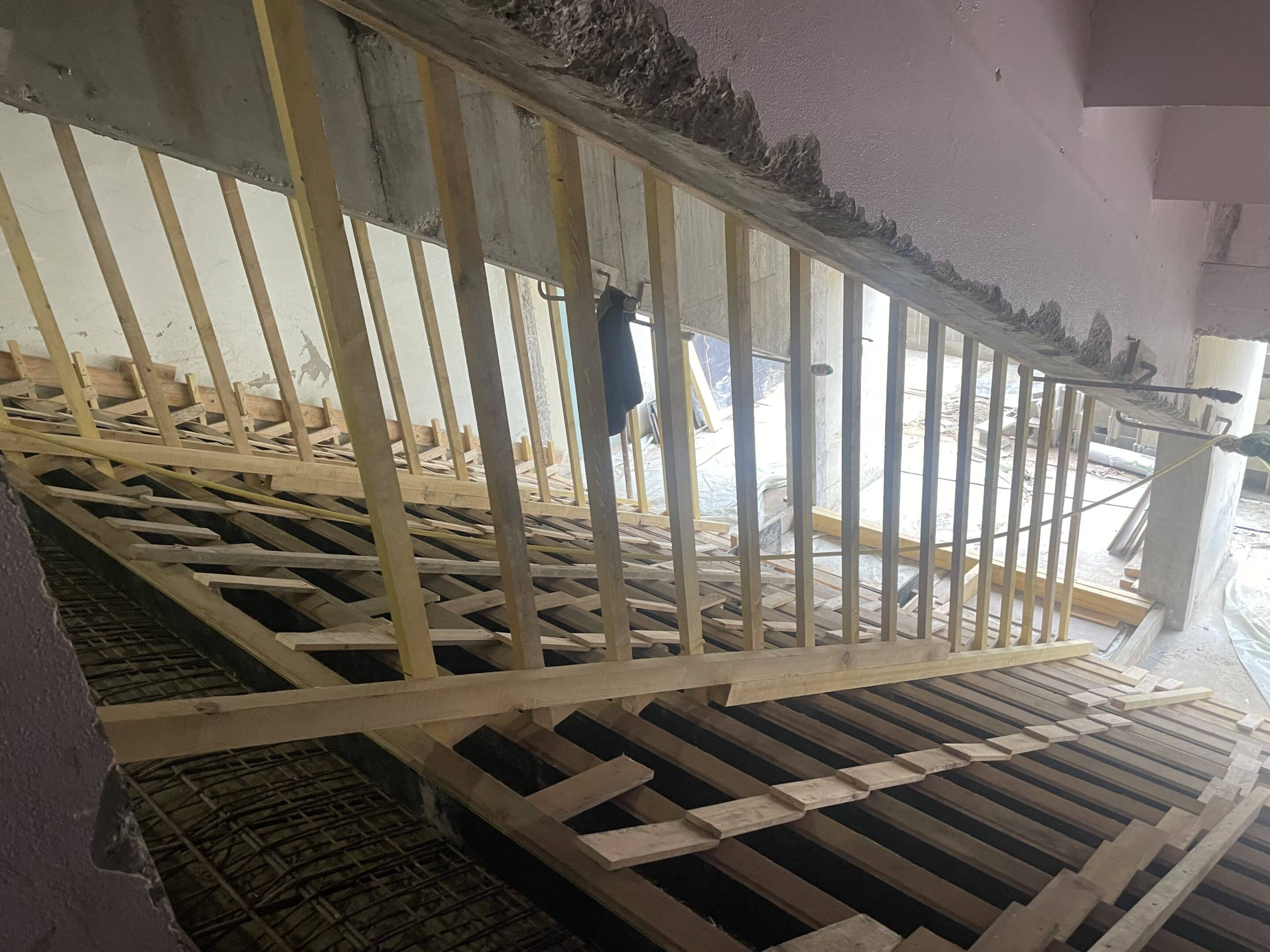 Photographie du chantier de La Tribune au Stade Auguste Delaune 